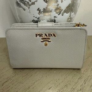 Prada Gray Saffiano Leather Wallet